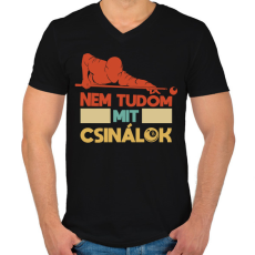 PRINTFASHION Nem tudom - Biliárd - Férfi V-nyakú póló - Fekete