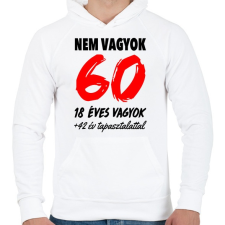 PRINTFASHION Nem vagyok 60! - Férfi kapucnis pulóver - Fehér férfi pulóver, kardigán