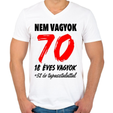 PRINTFASHION Nem vagyok 70! - Férfi V-nyakú póló - Fehér