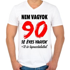 PRINTFASHION Nem vagyok 90! - Férfi V-nyakú póló - Fehér férfi póló