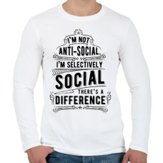 PRINTFASHION Nem vagyok antiszociális - Férfi hosszú ujjú póló - Fehér