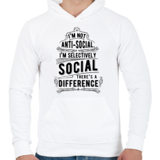 PRINTFASHION Nem vagyok antiszociális - Férfi kapucnis pulóver - Fehér