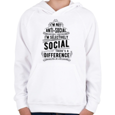 PRINTFASHION Nem vagyok antiszociális - Gyerek kapucnis pulóver - Fehér