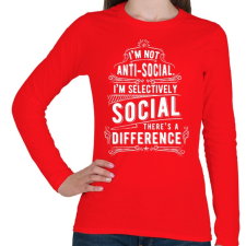PRINTFASHION Nem vagyok antiszociális - Női hosszú ujjú póló - Piros női póló