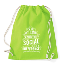 PRINTFASHION Nem vagyok antiszociális - Sportzsák, Tornazsák - Limezöld tornazsák