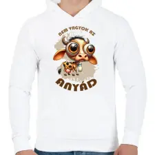 PRINTFASHION Nem vagyok az anyád - Férfi kapucnis pulóver - Fehér férfi pulóver, kardigán