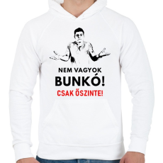 PRINTFASHION nem vagyok bunkó! - Férfi kapucnis pulóver - Fehér