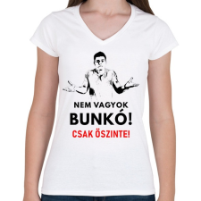 PRINTFASHION nem vagyok bunkó! - Női V-nyakú póló - Fehér női póló