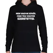 PRINTFASHION Nem vagyok kövér - Női kapucnis pulóver - Fekete női pulóver, kardigán