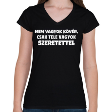 PRINTFASHION Nem vagyok kövér - Női V-nyakú póló - Fekete