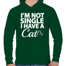 PRINTFASHION Nem vagyok szingli, van egy macskám - Férfi kapucnis pulóver - Sötétzöld férfi pulóver, kardigán
