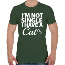 PRINTFASHION Nem vagyok szingli, van egy macskám - Férfi póló - Katonazöld férfi póló