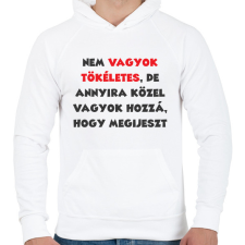 PRINTFASHION Nem vagyok tökéletes, de... - Férfi kapucnis pulóver - Fehér férfi pulóver, kardigán