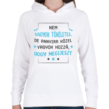 PRINTFASHION Nem vagyok tökéletes - Női kapucnis pulóver - Fehér női pulóver, kardigán