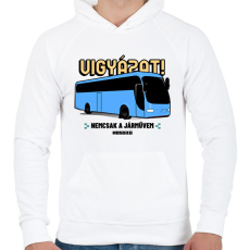 PRINTFASHION Nemcsak a járművem hosszú - Férfi kapucnis pulóver - Fehér