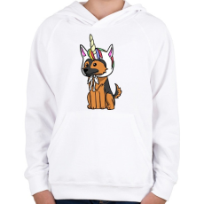 PRINTFASHION Német egyszarvújuhász - Gyerek kapucnis pulóver - Fehér