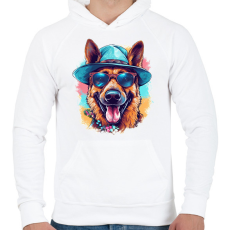 PRINTFASHION Német juhász - Férfi kapucnis pulóver - Fehér
