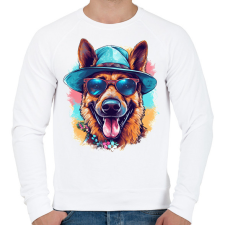 PRINTFASHION Német juhász - Férfi pulóver - Fehér férfi pulóver, kardigán