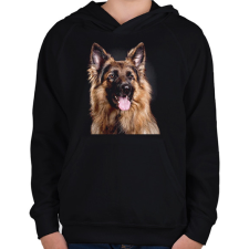 PRINTFASHION Német juhász  - Gyerek kapucnis pulóver - Fekete gyerek pulóver, kardigán