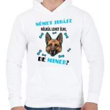 PRINTFASHION Német juhász nélkül lehet élni, de minek? - Férfi kapucnis pulóver - Fehér férfi pulóver, kardigán