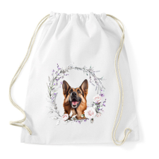 PRINTFASHION német juhász virágokkal - Sportzsák, Tornazsák - Fehér tornazsák