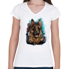 PRINTFASHION "Németjuci" watercolor - Női V-nyakú póló - Fehér női póló