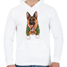 PRINTFASHION Németjuhász - Férfi kapucnis pulóver - Fehér férfi pulóver, kardigán