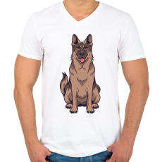 PRINTFASHION Németjuhász - Férfi V-nyakú póló - Fehér