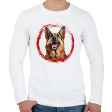 PRINTFASHION németjuhász kutyus - Férfi hosszú ujjú póló - Fehér férfi póló