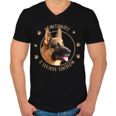 PRINTFASHION Németjuhász - Legjobb barátom - Férfi V-nyakú póló - Fekete