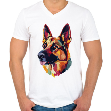 PRINTFASHION Németjuhász Portré - Férfi V-nyakú póló - Fehér férfi póló