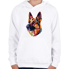 PRINTFASHION Németjuhász Portré - Gyerek kapucnis pulóver - Fehér