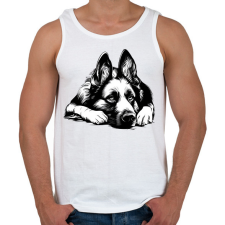 PRINTFASHION Németjuhász Sziluett - Férfi atléta - Fehér atléta, trikó