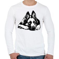 PRINTFASHION Németjuhász Sziluett - Férfi hosszú ujjú póló - Fehér