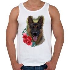 PRINTFASHION Németjuhász virággal - Férfi atléta - Fehér