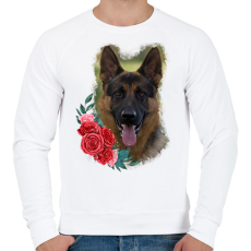 PRINTFASHION Németjuhász virággal - Férfi pulóver - Fehér