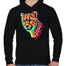 PRINTFASHION Neon gepárd  - Férfi kapucnis pulóver - Fekete