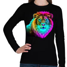 PRINTFASHION Neon oroszlán  - Női hosszú ujjú póló - Fekete női póló