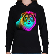 PRINTFASHION Neon oroszlán  - Női kapucnis pulóver - Fekete