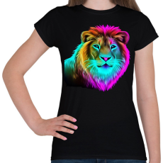 PRINTFASHION Neon oroszlán  - Női póló - Fekete