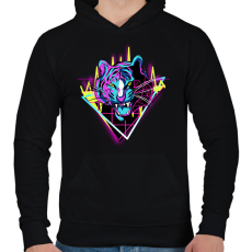 PRINTFASHION Neon Tigris - Férfi kapucnis pulóver - Fekete