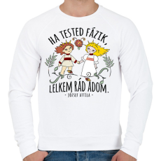 PRINTFASHION Népmese ha tested fázik lelkem rád adom - Férfi pulóver - Fehér