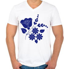 PRINTFASHION Népművészeti minta - Férfi V-nyakú póló - Fehér férfi póló