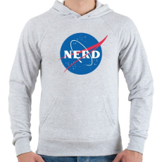 PRINTFASHION Nerd nasa logo - Férfi kapucnis pulóver - Sport szürke