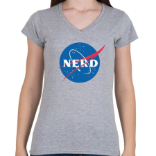 PRINTFASHION Nerd nasa logo - Női V-nyakú póló - Sport szürke női póló