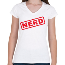 PRINTFASHION NERD - Női V-nyakú póló - Fehér női póló