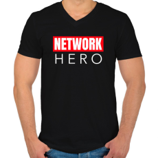 PRINTFASHION NETWORK HERO - Férfi V-nyakú póló - Fekete