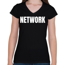 PRINTFASHION NETWORK - Női V-nyakú póló - Fekete