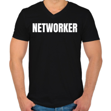 PRINTFASHION NETWORKER - Férfi V-nyakú póló - Fekete férfi póló