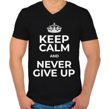 PRINTFASHION NEVER GIVE UP 2 - Férfi V-nyakú póló - Fekete férfi póló